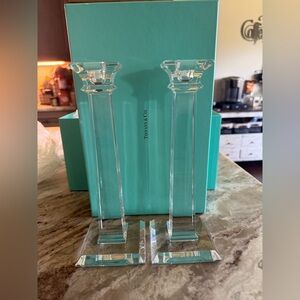 Tiffany & Co. Crystal Gloss Candlestick with Gold Accent